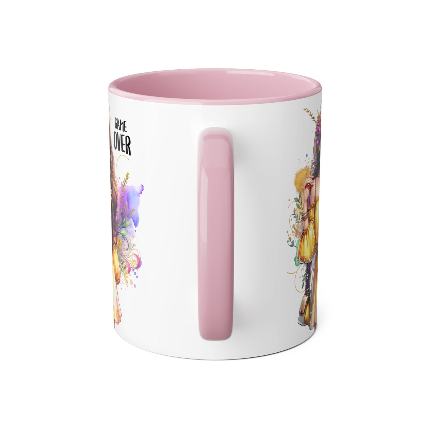 Colorful Game Over Accent Mug, 11oz Coffee Cup, Unique Art Gift, Fun Drinkware, Birthday, Celebration, Decorative Mug