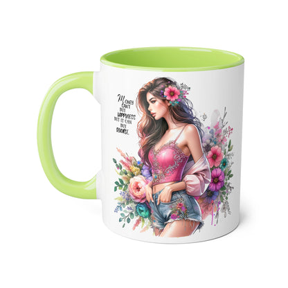 Money Can't Buy Happiness But It Can Buy Divorce Humoristic Floral Inspirational Mug, Gift for Friends, Coffee Cup, Tea Lover, Flower Design, Motivational Quote, Birthday Gift