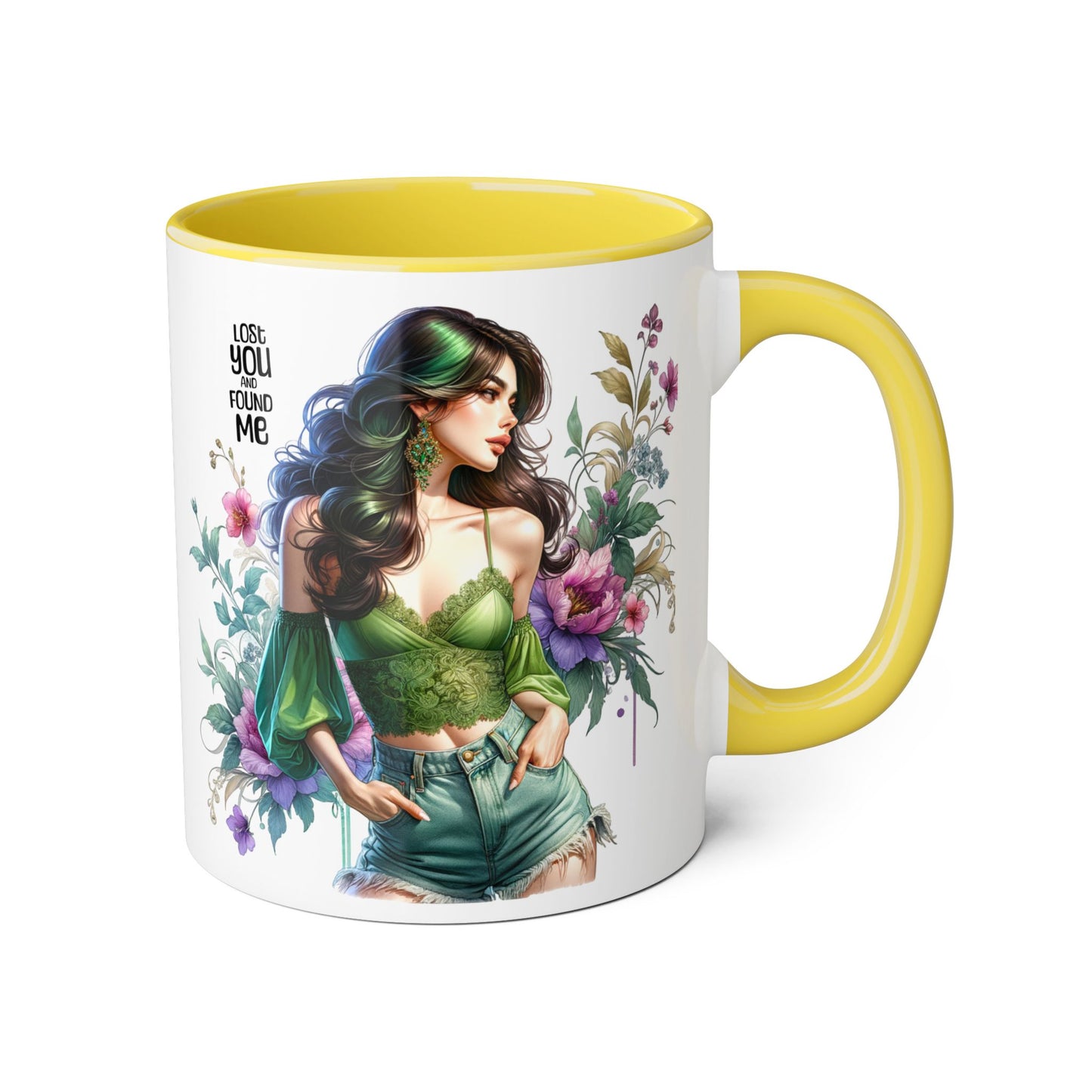 Lost You and Found Me Whimsical Floral Accent Mug for Nature Lovers, Unique Gift for Friends, Home Décor, Coffee Tea Drinkware, Thoughtful Gift Idea