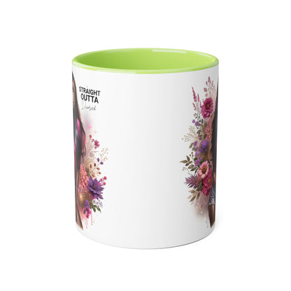 Straight Outta Divorced Humoristic Floral Portrait Accent Mug, Perfect Gift for Her, Coffee Lover, Home Decor, Stylish Drinkware, Mother's Day Gift, Inspirational Cup