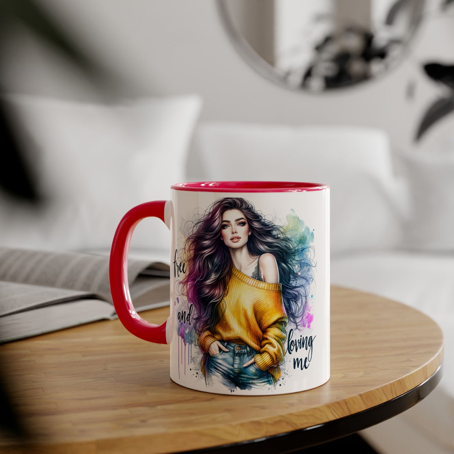 Colorful Inspirational Accent Mug, Free and Loving Me Coffee Cup, Artistic Drinkware Gift for Her, Vibrant Daily Motivation, Birthday [...]