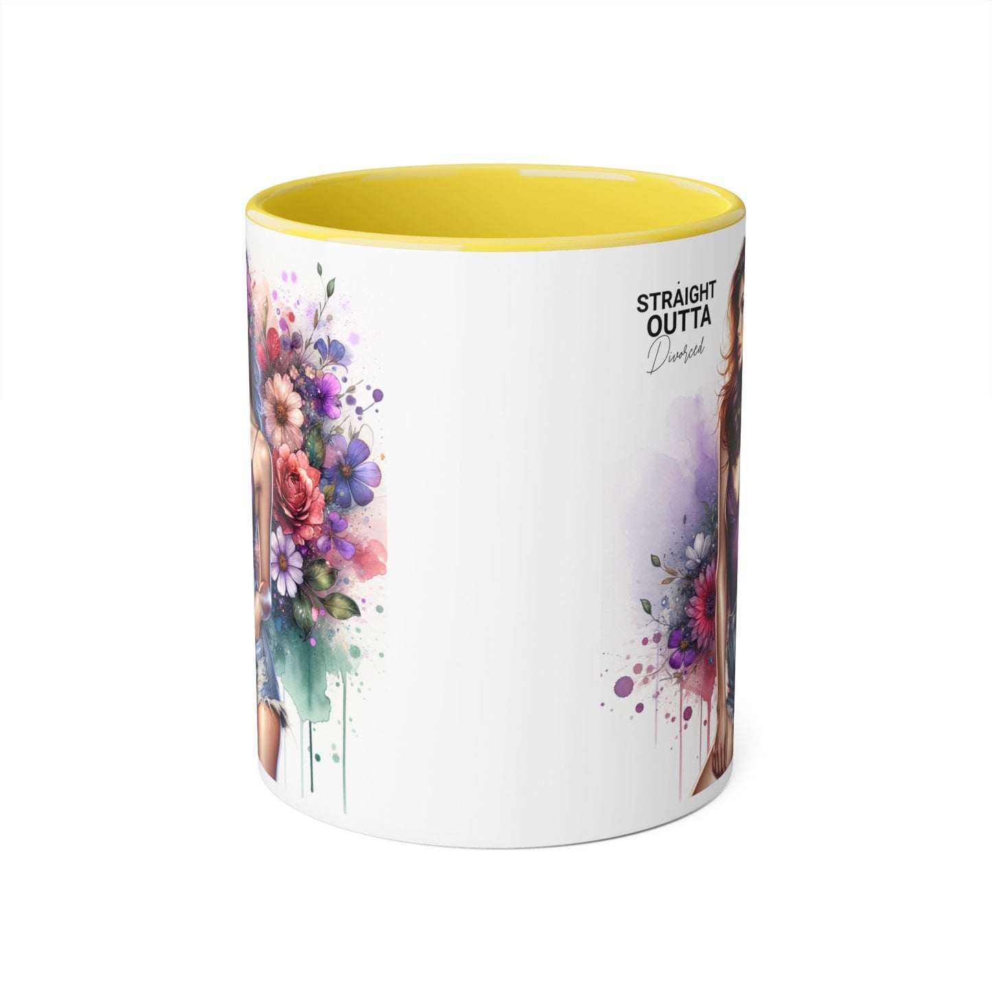Straight Outta Divorced Humoristic Floral Art Accent Mug, Straight Outta, Gift for Her, Coffee Lover, Home Décor, Unique Tea Cup, Birthday Present