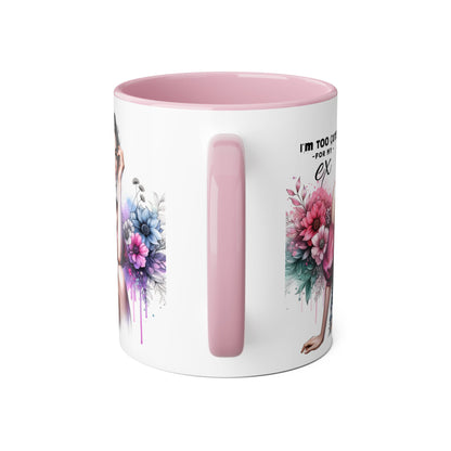 I'm Too Cute For My Ex  Floral Accent Mug - Perfect Gift for Exes, Coffee Lovers, Home Decor, Birthday, Valentine's Day