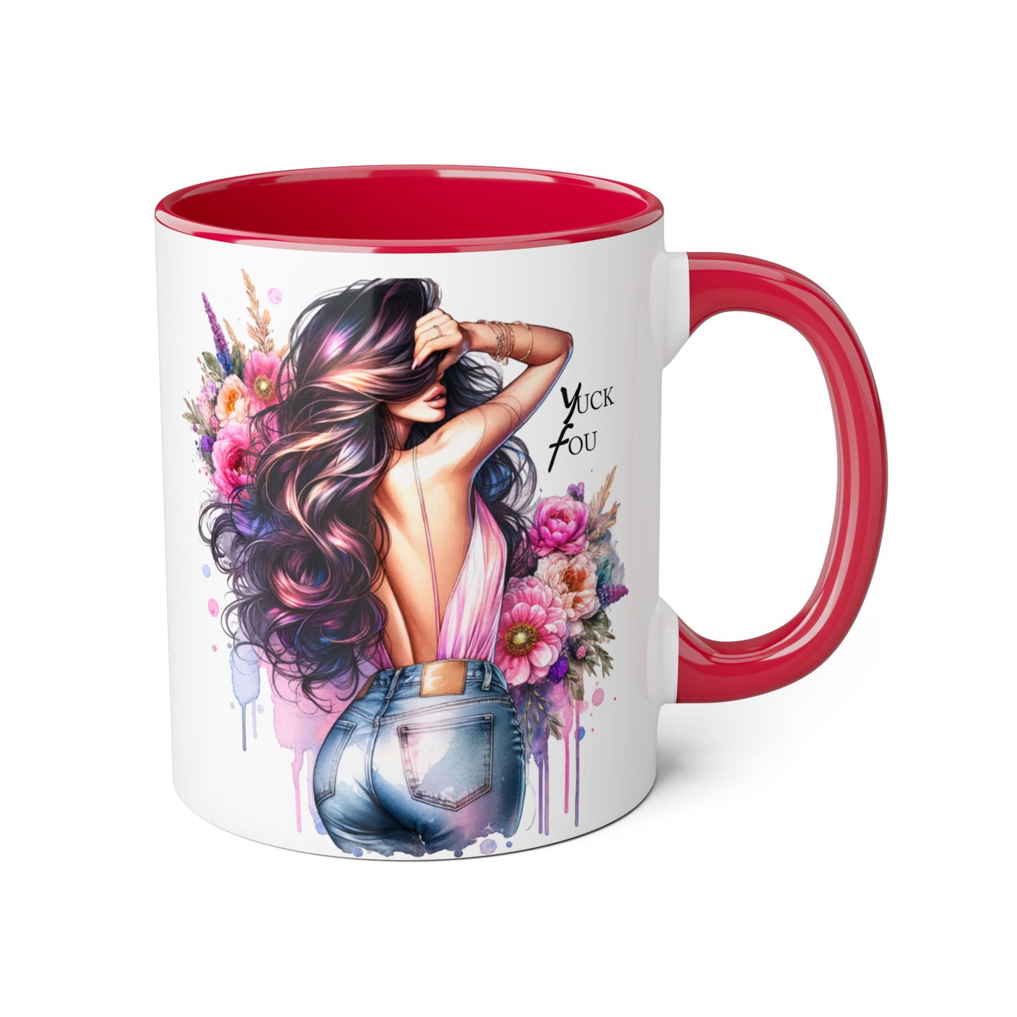 Yuck Fou Floral Drama Mug: 11oz Accent Coffee Cup for Unique Gifts, Home Decor, Inspirational Quotes, Floral Artistry, Fun Collectibles