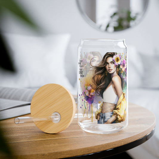 I Don't Make Mistakes, I Date Them Floral Sipper Glass, 16oz - Stylish Drinkware for Any Occasion, Perfect for Home, Parties, Gifts, Eco-Friendly, Unique Design