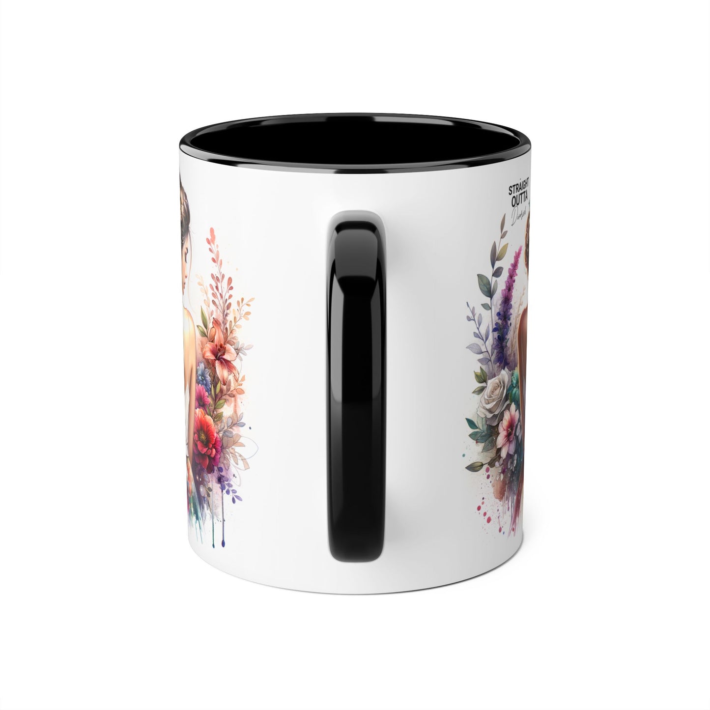 Straight Outta Divorced Humoristic Boho Floral Accent Mug, Inspirational Gift, Coffee Lover's Cup, Unique Art Mug, Straight Outta Beautiful, Personalized Drinkware