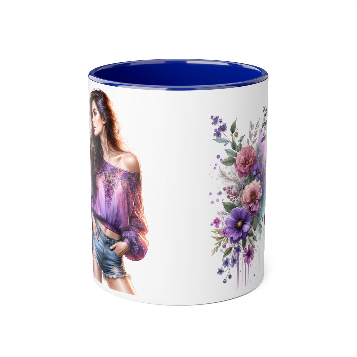Money Can't Buy Happiness But It Can Buy Divorce Humoristic Stylish Floral Accent Mug, Coffee Cup, Gift for Her, Home Decor, Inspirational Quote, Unique Design