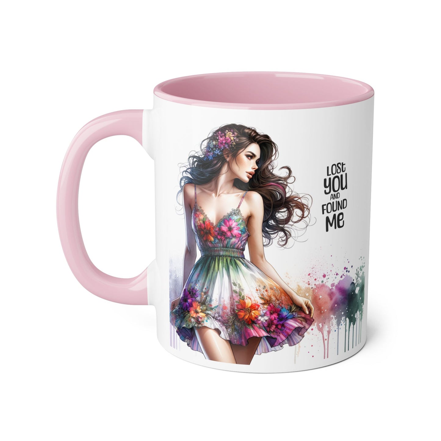 Lost You and Found Me Floral Dreamer Accent Mug | Colorful Coffee Cup | Inspirational Gift for Her | Artistic Drinkware | Perfect for Holidays & Celebrations