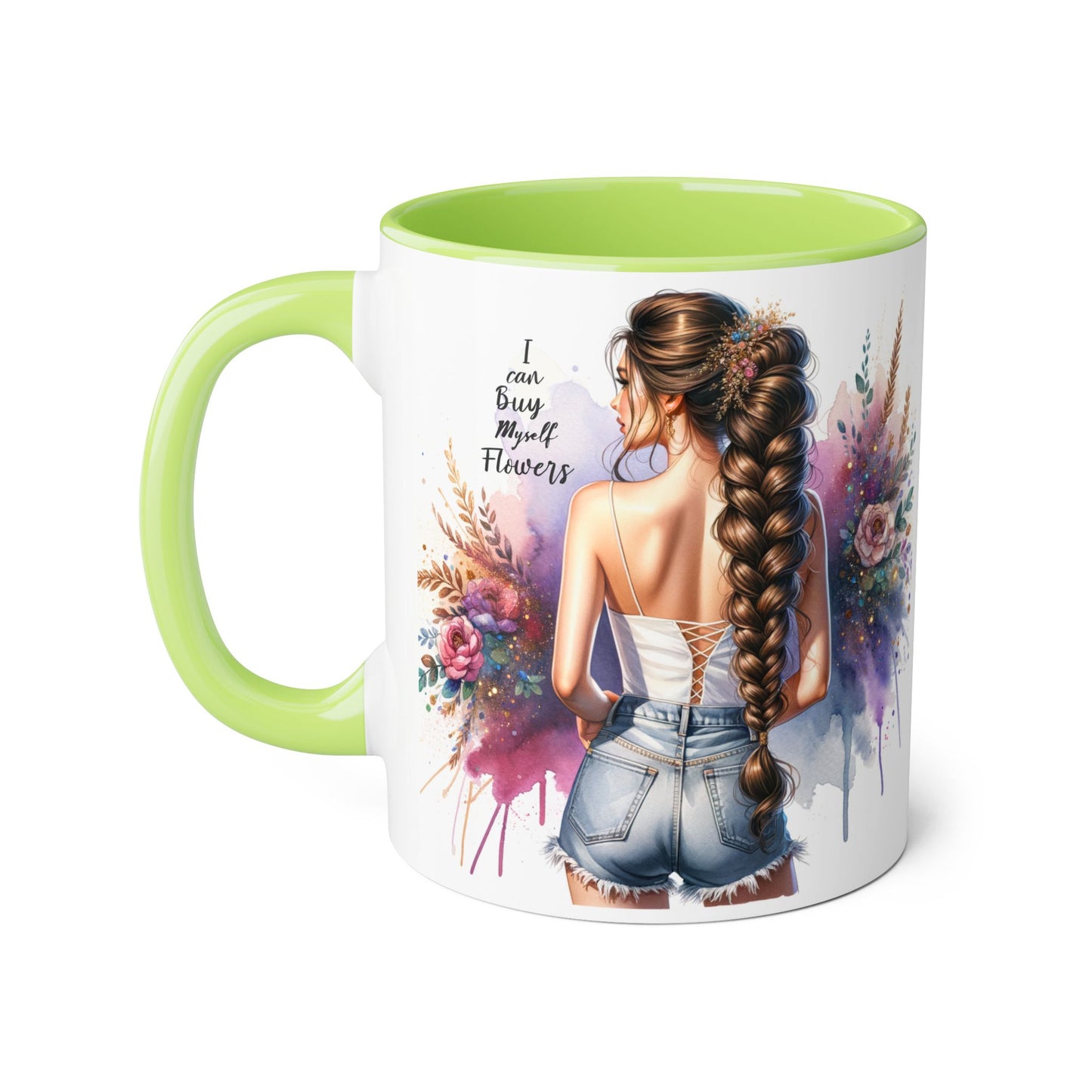 Floral Accent Mug, I Can Buy My Own Flowers Coffee Cup, Gift for Flower Lovers, Cute Floral Mug, Tea Cup for Women