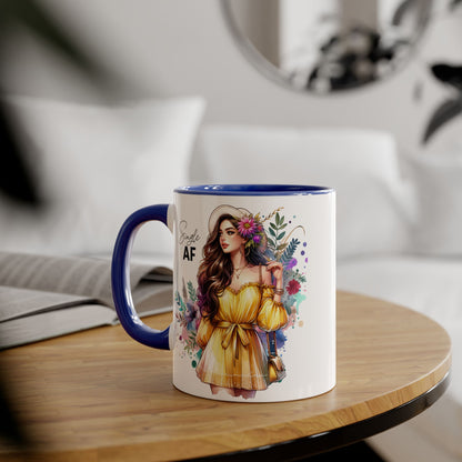 Single AF Floral Accent Mug - Perfect Gift for Singles, Cute Coffee Cup for Friends, Birthday or Self-Care Treat