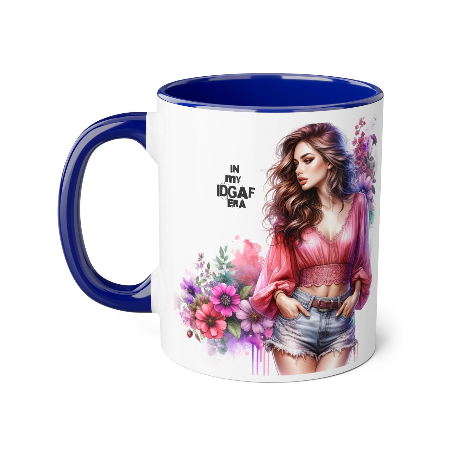 Floral IDGAF Accent Mug - Coffee Cup, Gift for Her, Trendy Mug, Unique Kitchen Decor, Flower Design