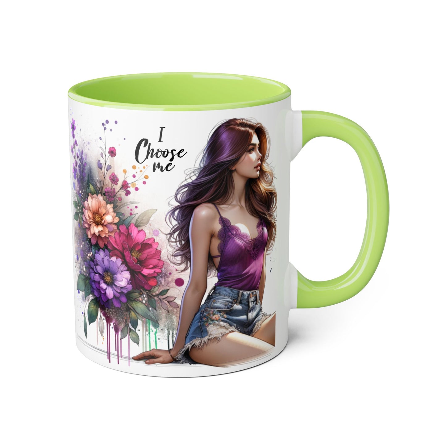 I Choose Me Elegant Floral Accent Mug, Coffee Cup, Tea Mug, Gift for Her, Inspirational Drinkware, Home Decor, Birthday Gift, Art Mug