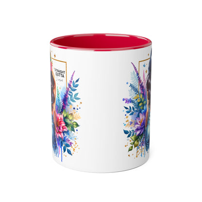 Straight Outta Divorced Humoristic Vibrant Floral Mug for Coffee Lovers, Straight Outta, Gift for Her, Inspirational Drinkware, Perfect for Birthdays, Celebrations