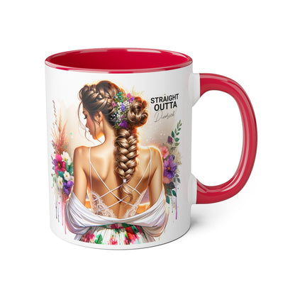 Straight Outta Divorced Humoristic Elegant Floral Accent Mug - Straight Outta Inspired Design, Coffee Cup, Gift for Her, Home Decor, Unique Drinkware, Birthday