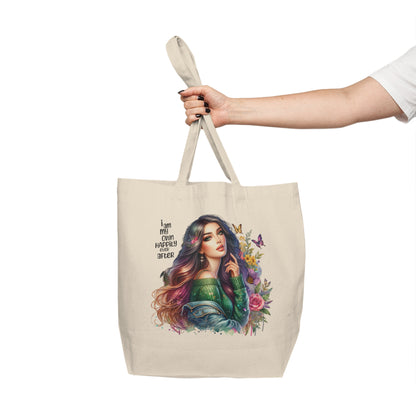 I Am My Own Happily Ever After Floral Inspirational Tote Bag, Eco-Friendly Canvas Bag, Shopping Tote for Women, Gift for Her, Travel Bag, Statement Shoulder Bag