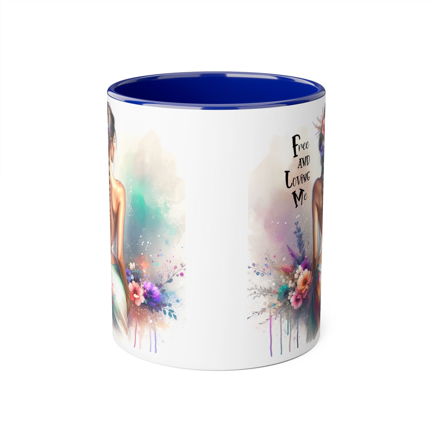 Free and Loving Me Bohemian Accent Mug, Inspirational Coffee Cup for Dreamers, Artistic Floral Mug, Gift for Her, Home Decor, 11oz Tea Mug