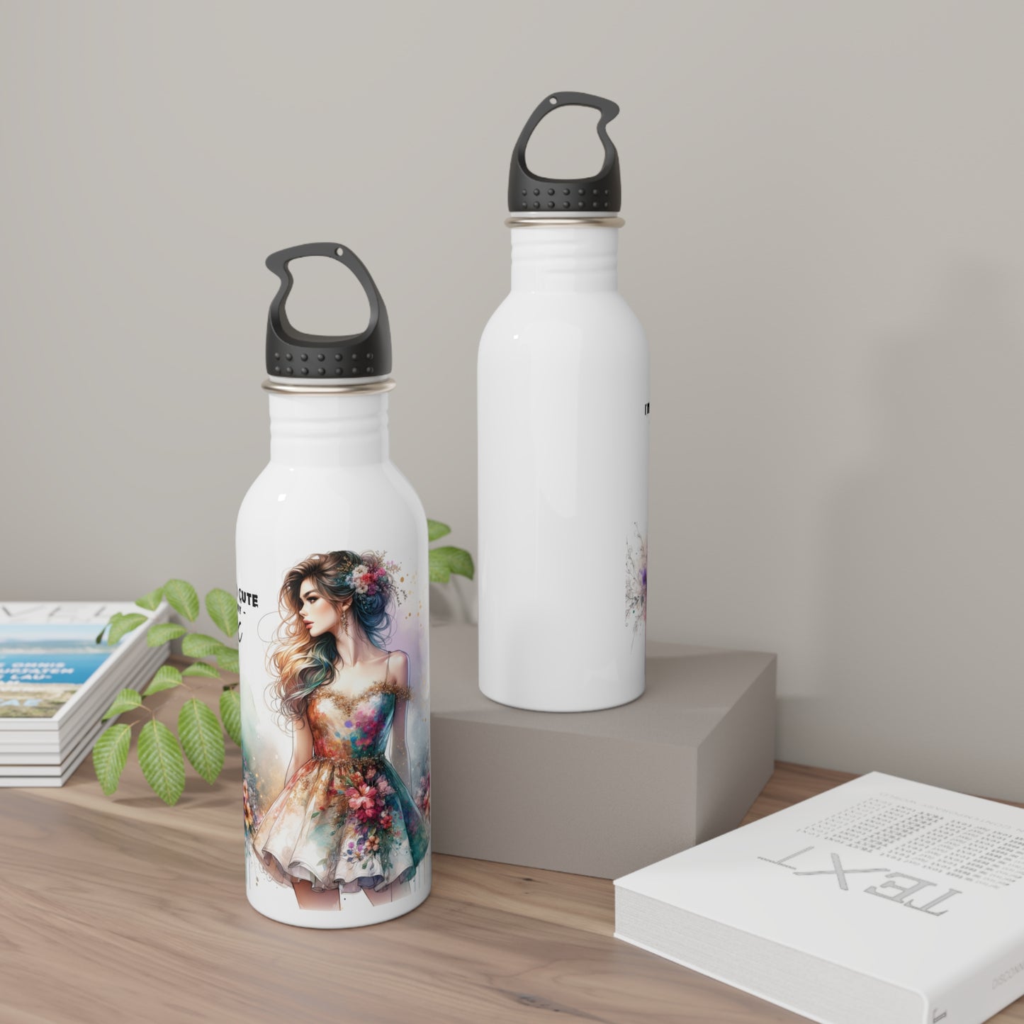 I'm Too Cute For My Ex Stainless Steel Water Bottle with Stylish Design, Cute Water Bottle, Personalized Gym Bottle, Floral Sport Bottle, Gift for Her
