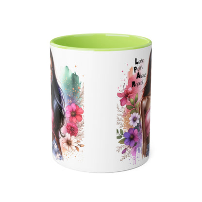 Vibrant Floral Accent Mug - Love, Pain, Alone, Repeat | Perfect Gift for Friends, Birthdays, Affirmation Mug, Coffee Lover