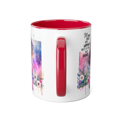 Money Can't Buy Happiness But It Can Buy Divorce Humoristic Empowerment Mug for Self-Love, Coffee Cup, Birthday Gift, Inspirational Decor, Divorce Gift, Floral Design