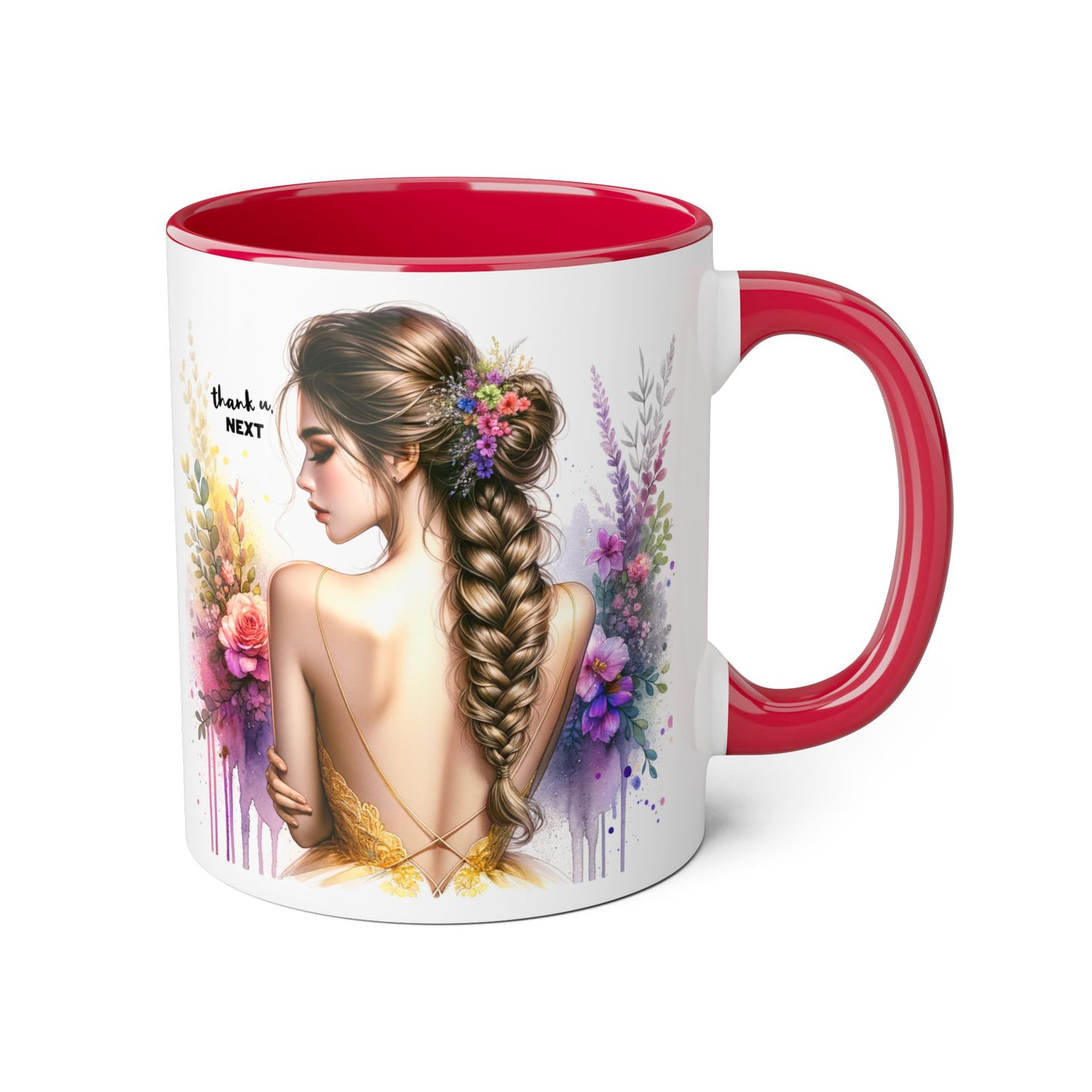 Thank U, Next Floral Art Accent Mug - Perfect Gift for Coffee Lovers, Boho Decor, Birthday, Tea Time, Home Office
