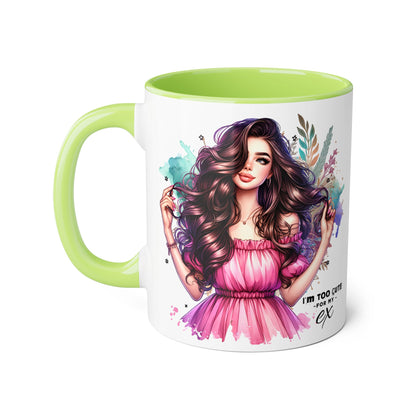 I'm Too Cute For My Ex Art Accent Mugs for Coffee Lovers, Gifts for Her, Unique Sipware, Birthday, Home Decor, Personalized Mug