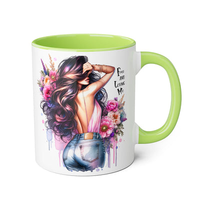 Boho Floral Accent Mug, Empowering Coffee Cup, Gift for Friends, Home Decor, Art Lover's Mug
