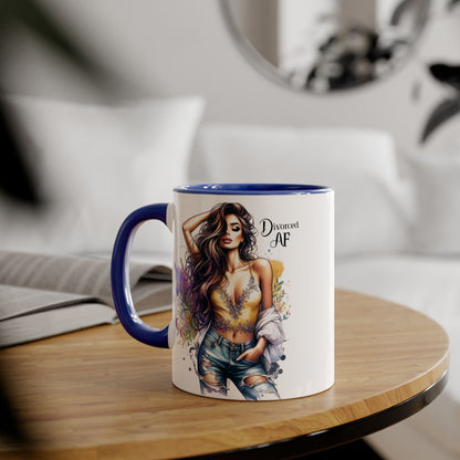Divorced AF Mug, Stylish 11oz Accent Mug for Coffee Lovers, Perfect for Gifts, Self-Care and Empowerment, Unique Art Design