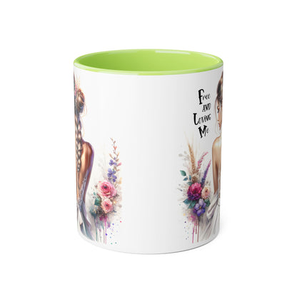 Bohemian Accent Mug with Floral Design | Free and Loving Me | Perfect Gift for Her, Wedding, or Everyday Use