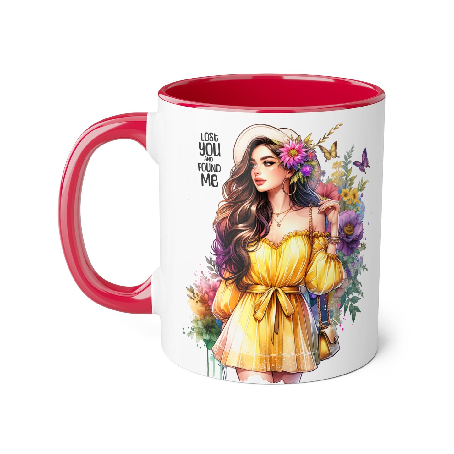 Lost You and Found Me Whimsical Floral Accent Mugs - Unique Coffee Cup, Perfect Gift for Her, Tea Lover, Home Decor, Birthday, Mother's Day