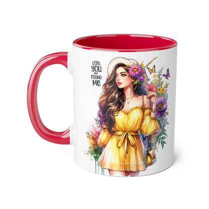 Lost You and Found Me Whimsical Floral Accent Mugs - Unique Coffee Cup, Perfect Gift for Her, Tea Lover, Home Decor, Birthday, Mother's Day