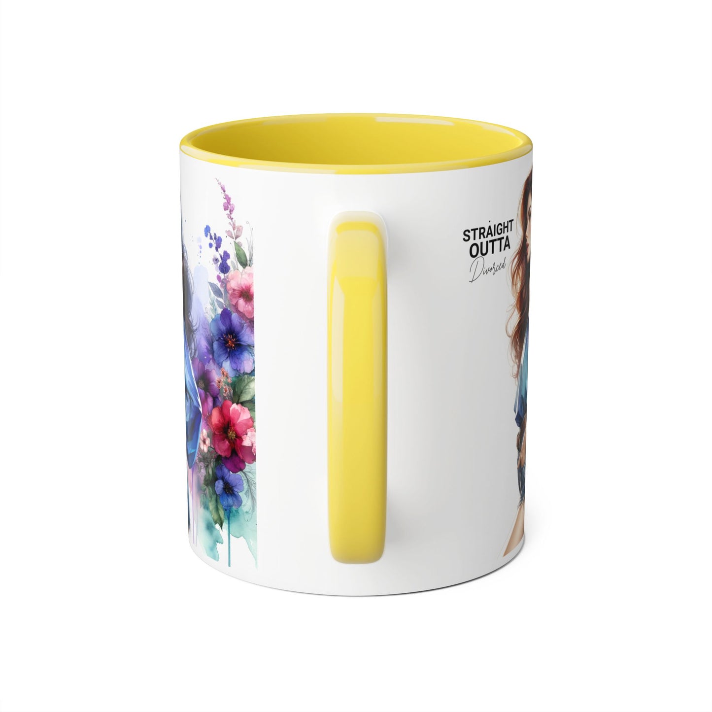 Straight Outta Divorced Humoristic Artistic Accent Mug, Personalized Gift for Coffee Lovers, Floral Design Mug, Straight Outta Mug, Creative Kitchenware, Unique Home Decor