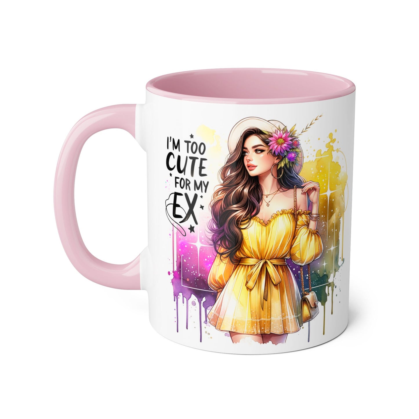 Cute Ex-Related Accent Mugs, 11oz - Quirky Gifts, Funny Coffee Cup, Relationship Humor, Self-Love Mug, Colorful Artwork
