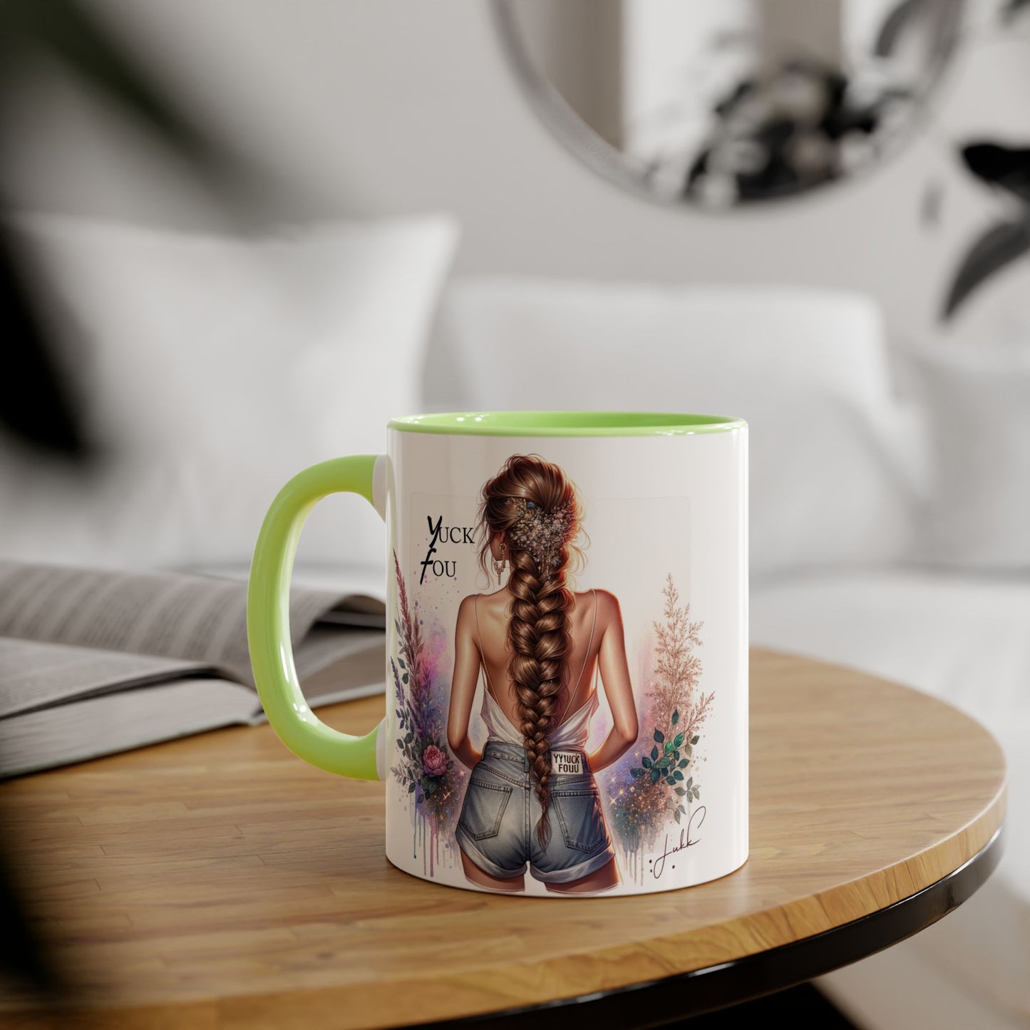 Yuck Fou Stylish Floral Accent Mug, Gift for Friends, Motivational Coffee Cup, Cute Home Decor, Art Lover's Mug, Perfect for Holidays