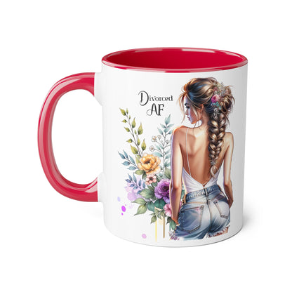 Divorced AF Floral Accent Mug - Perfect Gift for Friends, Coffee Lovers, Humor, Self-Care, Divorce Parties