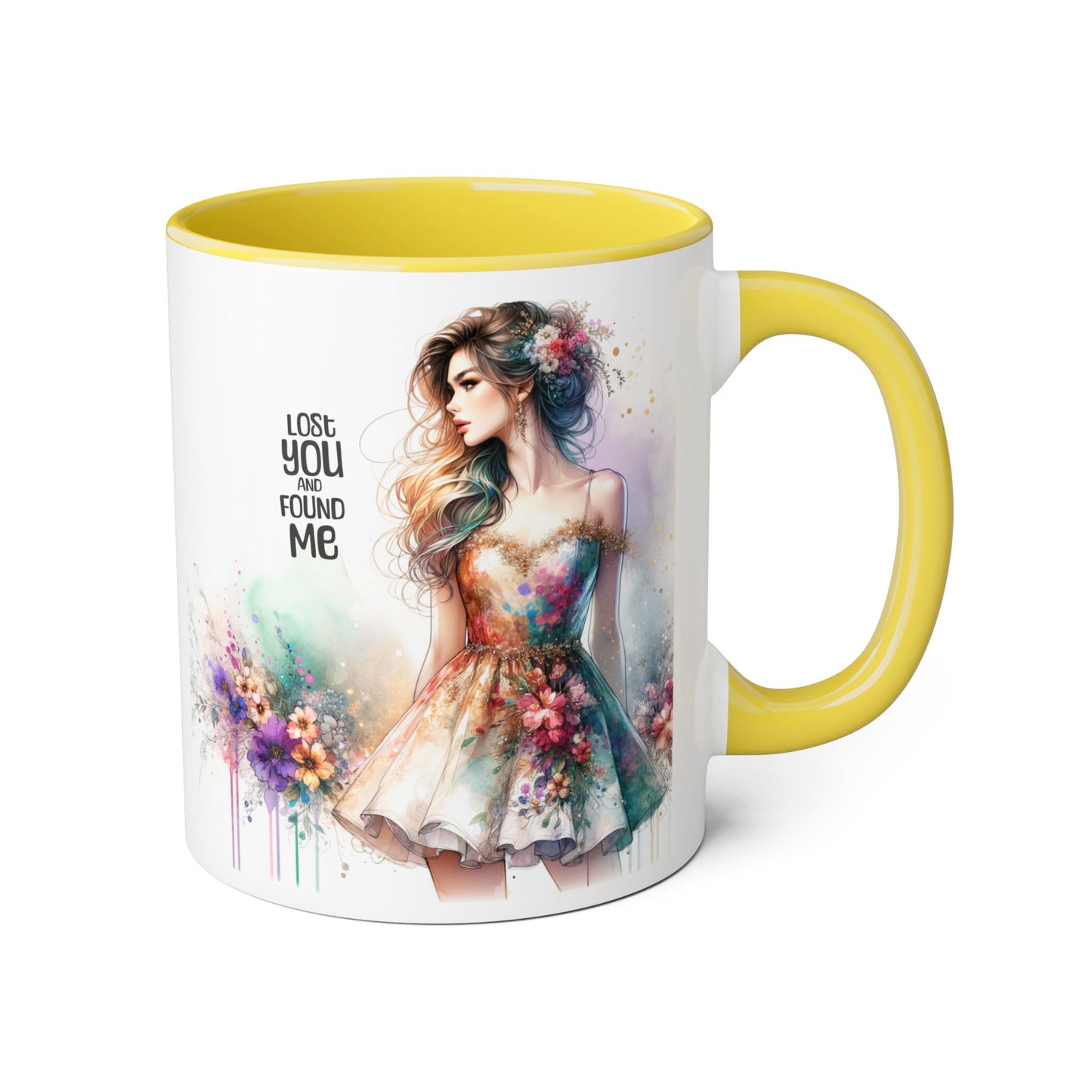 Lost You and Found Me Elegant Floral Accent Mug - Lost You Found Me, Coffee Lover Gift, Unique Drinkware, Artistic Home Decor, Empowering Message Mug