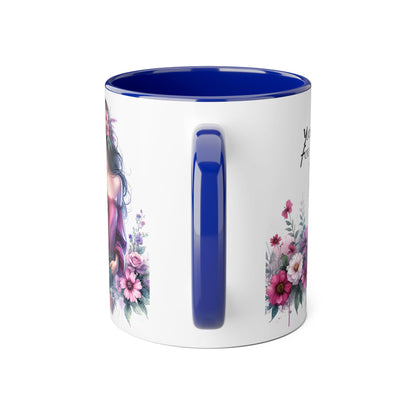 Yuck Fou Floral Boho Accent Mug, 11oz Coffee Cup, Gifts for Her, Birthday Present, Unique Art Mug, Home Decor