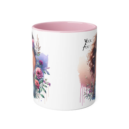 Yuck Fou Feminine Floral Accent Mug, 11oz Coffee Cup, Gift for Her, Inspirational Coffee Mug, Stylish Kitchen Decor, Birthday Gift