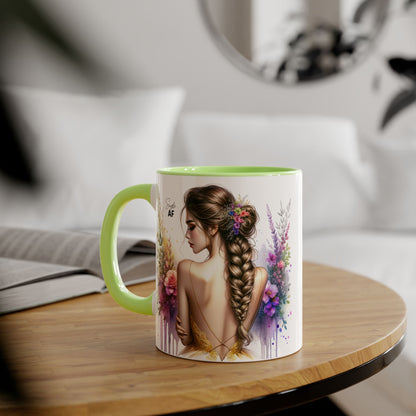 Floral Art Accent Mug, Coffee Cup for Home Decor, Gift for Her, Birthday Present, Inspirational Drinkware