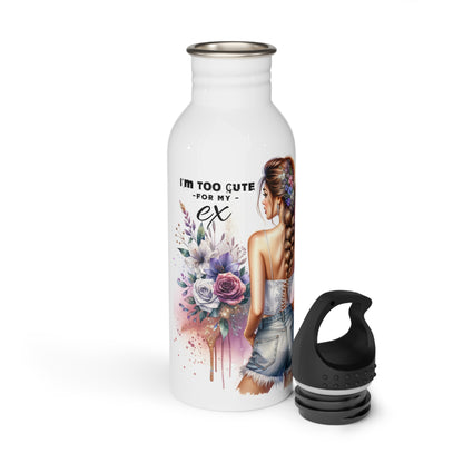 I'm Too Cute For My Ex Boho Floral Water Bottle | Stylish Stainless Steel Drinkware, Eco-Friendly Gift, Summer Hydration, Inspirational Quotes