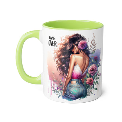 Boho Chic Accent Mug - Perfect Gift for Coffee Lovers, Home Decor, Floral Art, Unique Design, Game Over Theme