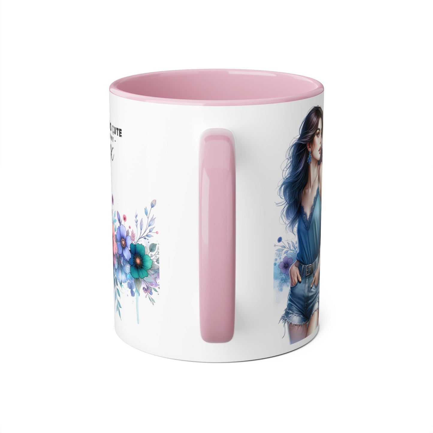 I'm Too Cute For My Ex  Mug - 11oz Accent Tumbler, Quirky Gift, Coffee Lover Accessories, Birthday Present, Floral Design