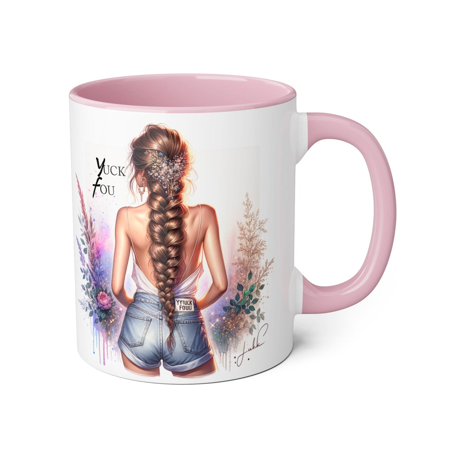 Yuck Fou Stylish Floral Accent Mug, Gift for Friends, Motivational Coffee Cup, Cute Home Decor, Art Lover's Mug, Perfect for Holidays