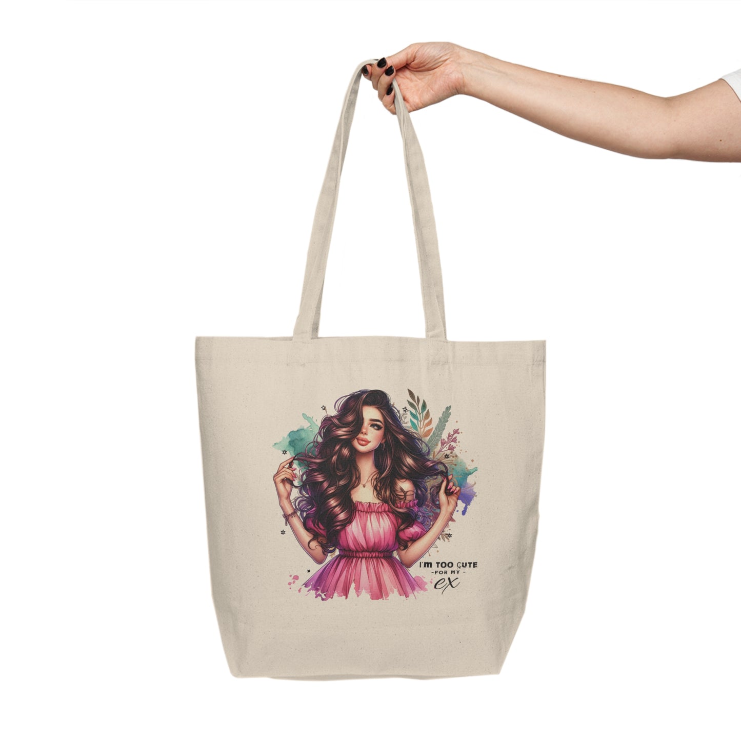 I'm Too Cute For My Ex Chic Canvas Tote Bag for Stylish Shopping, Eco-Friendly Market Carryall, Gift for Her, Fashionable Everyday Bag, Art-Inspired Tote