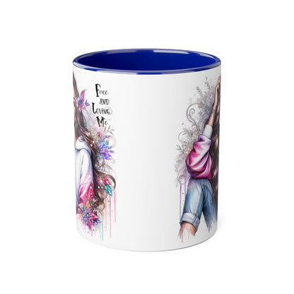 Bohemian Accent Mug - Free and Loving Me, Coffee Lover Gift, Artistic Drinkware, Unique Home Decor, Inspirational Mug