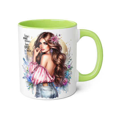 I Don't Make Mistakes, I Date Them Chic Floral Accent Mug - Perfect for Coffee Lovers, Gift for Friends, Home Decor, Birthday Present, Funny Tea Mug
