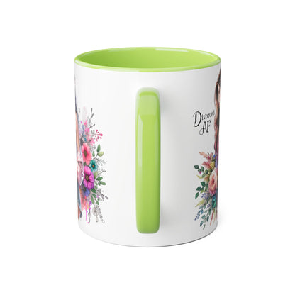 Divorced AF Accent Mug - Trendy Floral Coffee Cup, Perfect Gift for Empowered Women, Humor, Self-Care, Friendship