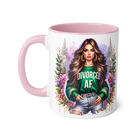 Stylish Accent Mugs for Empowering Sips, Floral Artwork, Perfect Gift for Divorced Friends, Motivational Tea or Coffee Cup