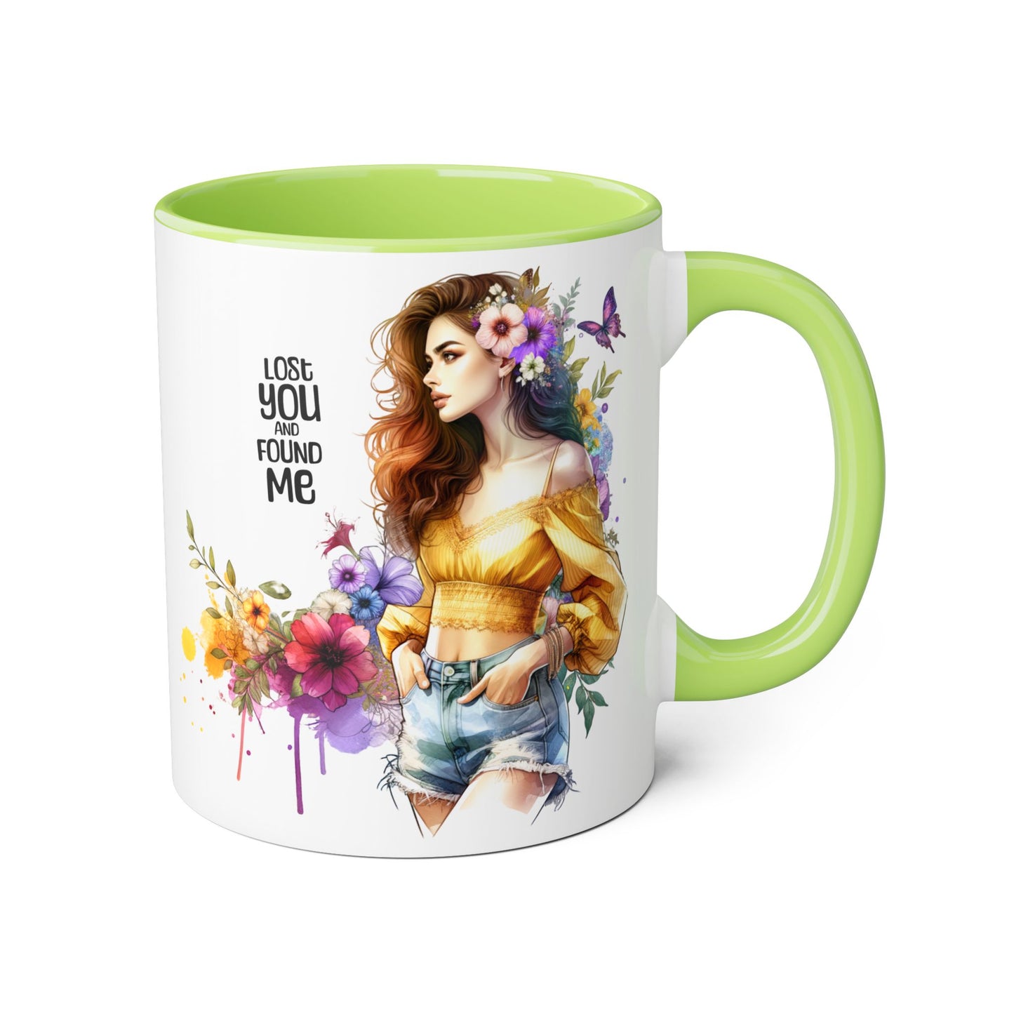 Lost You and Found Me Floral Inspiration Mug, Coffee Lover Gift, Artful Decor, Unique Birthday Present, Spring Vibes, Inspirational Quote