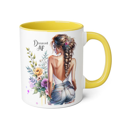 Divorced AF Floral Accent Mug - Perfect Gift for Friends, Coffee Lovers, Humor, Self-Care, Divorce Parties