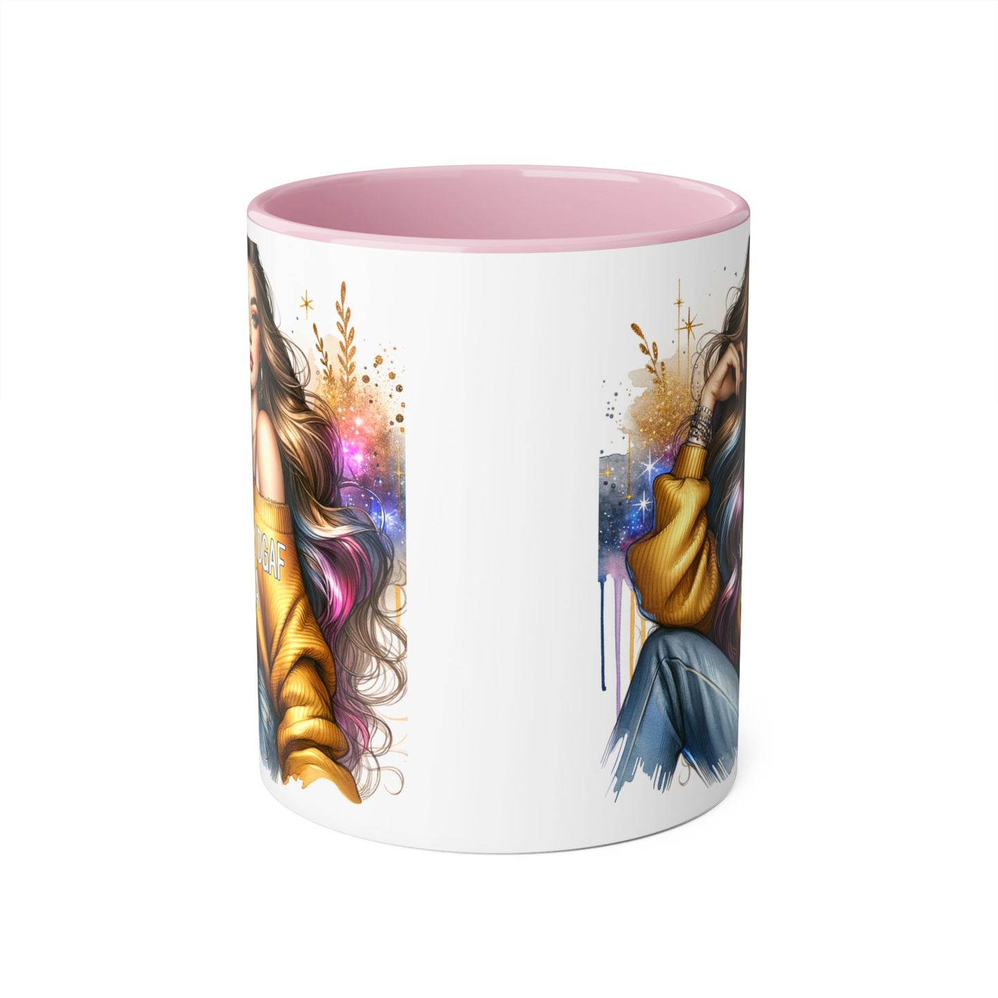 Chic IDGAF Accent Mug, Cool Coffee Cup, Trendy Drinkware, Stylish Gift, Artful Mug for Her